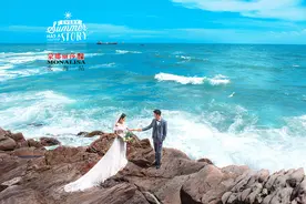 北海婚纱照「蒙娜丽莎」礁石海景原创作品分享图片