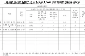 郑州13家市管企业负责人2019年度薪酬公布图片