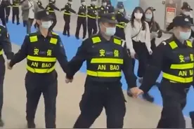 高圆圆参加广州车展，30多名保安护驾引起网友争议图片