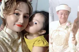 心疼！母亲去嫁人，越南小女孩拉着母亲的婚纱不让母亲出嫁图片
