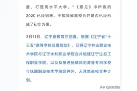 「高校合并」辽宁拟合并四所院校为两所高职高专院校图片