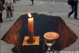 男子在街上画了一幅画，吓得路人纷纷不敢过去，网友：以假乱真图片