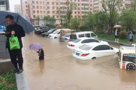 河南洛阳大雨：汝阳县汽车站前积水齐腰深，几十辆车泡在水中视频封面