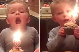 萌化啦！2岁萌宝吹不灭生日蜡烛 爸爸妈妈乐坏了视频封面