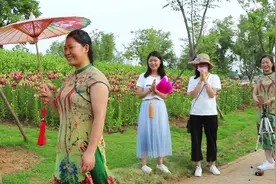 小乔来到万亩花海，偶遇农村大妈大秀广场舞，看得她乐开了花视频封面
