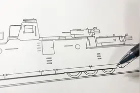 画一辆在铁轨上的武器，移动的要塞感觉能摧毁一切