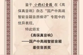 小豹AI音箱获“国产中高端智能音箱最佳音质奖”图片