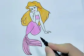 儿童简笔画入门教程视频，漂亮的美人鱼简笔画，学习起来很容易