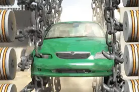 BeamNG：完整的汽车被液压柱碾压机压扁，画面太酸爽了！视频封面