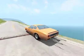 BeamNG：汽车高速冲过弯钩减速带，翻车滚下海边悬崖视频封面