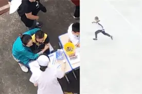 尴尬！男孩为逃避抽血疯狂逃跑 妈妈在后紧追不放视频封面