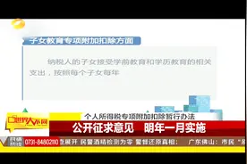 个人所得税专项附加扣除暂行办法：公开征求意见 明年一月实施视频封面