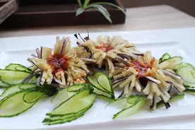 菊花茄子？茄子也能炸出菊花开，一道颜值倍高的菜图片