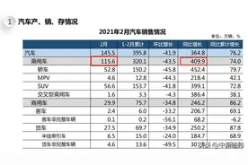 中汽协：2月乘用车销量115.6万辆，同比增4.1倍图片
