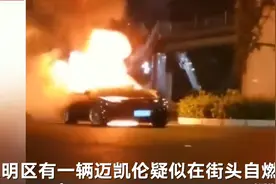 厦门一迈凯伦跑车疑似在街头自燃，目击者：烧得都粘了图片