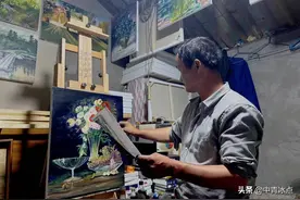 收废品男子画油画走红网络，一幅赚200元养活4个儿子，“画画是爱好更是为了钱”图片