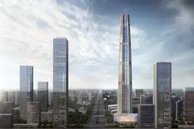 中国国际丝路中心幕墙首次吊装，主体已建到200米图片
