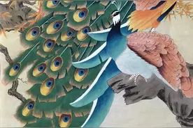 纯手工画四尺孔雀图片