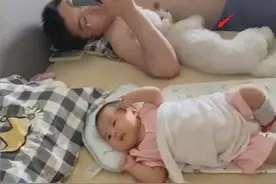 奶爸哄娃错把狗子搂在怀，父爱如“山体滑坡”，孩子是“意外”？图片