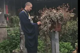 阿弥陀佛，当代高僧释明心，身高近一米九，日常修行养花多肉为主图片