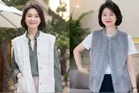 建议50、60岁女人都有件针织马甲！毛衣、衬衫随便搭，太高级时髦图片