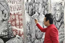秦始皇兵马俑马培童焦墨组画，震动画坛，叹为观止图片