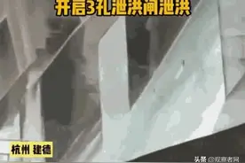 新安江水库九孔泄洪，当地部门劝阻捞鱼图片