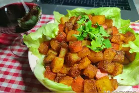 在家就能做的小吃，孜然火腿土豆丁，追剧小零食，好吃到舔手指图片