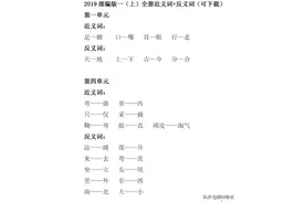 一年级语文上册期末复习：全册近义词+反义词单元汇总，收藏好图片