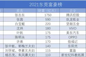 刚刚！东莞十大富豪榜出炉：第一名1750亿图片