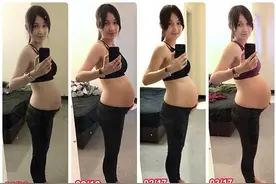 孕妈记录自己肚子缓缓凸起｜18W-36W怀孕肚子变化，好期待图片