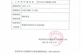 河口区申请带病回乡退伍军人待遇情况公示书图片