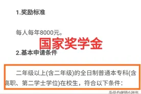 国家奖学金每年奖励8000元，民办专科学生有没有资格申请？图片