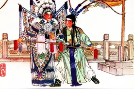 农村炕围戏曲人物画模板图片