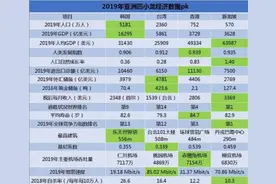 2019年亚洲四小龙经济数据对比图片