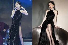39岁张韶涵一身高开叉裙，性感无比，一双美腿引人注目，又细又直图片