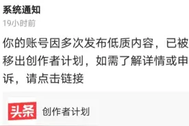 头条被移出创作者计划，该如何申诉？图片