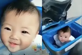 “外卖箱宝宝”长大了！2岁的她可爱又懂事，还陪着爸爸送外卖图片