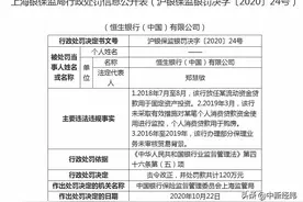 涉“三宗罪”，恒生银行(中国)有限公司被罚120万图片