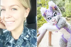 美国一女海军穿亲手制作的哈士奇毛皮服装 尽显调皮可爱视频封面
