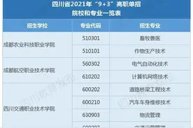 四川省2021年“9+3”高职单招一览表公布！图片