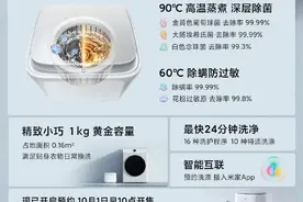 米家洗衣机mini正式发布，90℃高温蒸煮，内衣再也不用手洗了图片