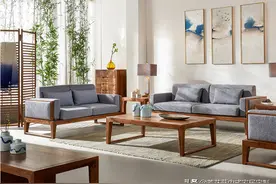 136㎡新中式全屋黑胡桃家具，超大客厅，整排书架这搭配真是一绝图片
