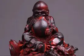 寿星坐龙龟，献寿桃！美轮美奂的紫檀手工木雕！图片