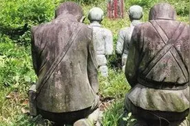 跪在腾冲墓园里的三个日本兵，日方花重金请求拆除，但都被拒绝图片