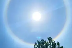 太美了！石家庄天空出现天文奇象，太阳周围一圈彩虹图片