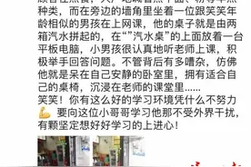 纸碗箱汽水箱当课桌，10岁男孩在爸妈经营的早餐店专注学习图片