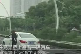 停车忘挂挡车自己跑了！司机高架上追车图片