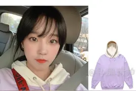 宋雨琦身穿紫白拼接连帽卫衣，乖巧可爱，真是古灵精怪的北京妹子图片