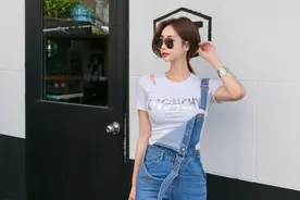 纪梵希荧粉水洗磨牛仔背带裤图片